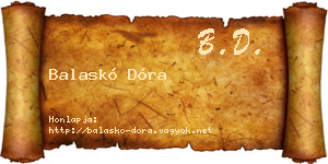 Balaskó Dóra névjegykártya